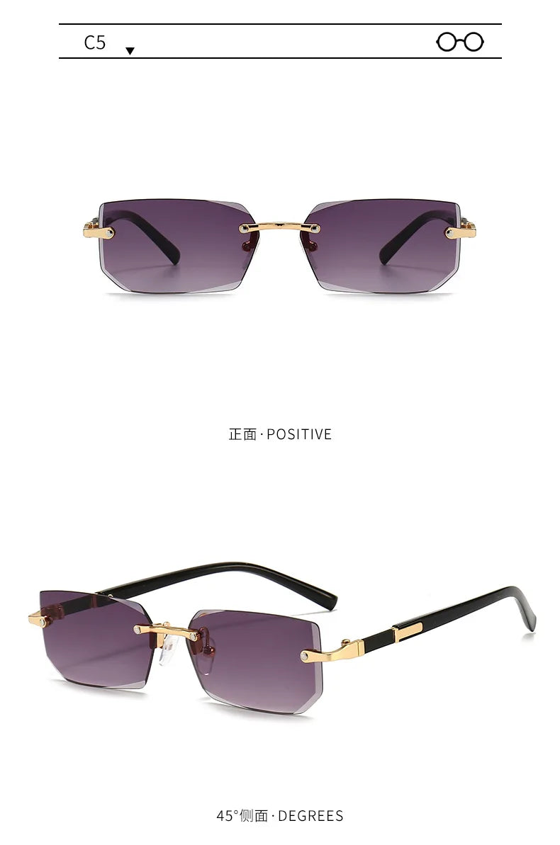 Sunglasses Rectangle Fashion Popular Women Men Shades