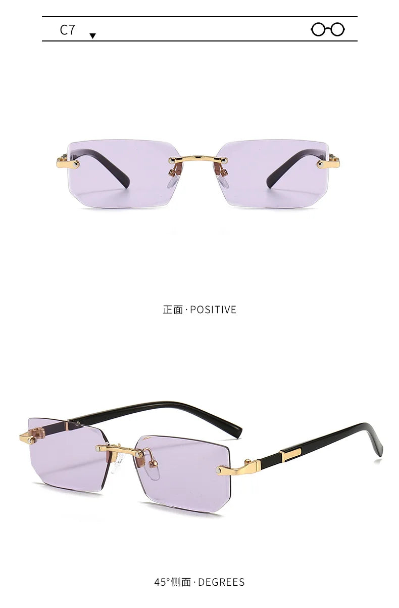 Sunglasses Rectangle Fashion Popular Women Men Shades